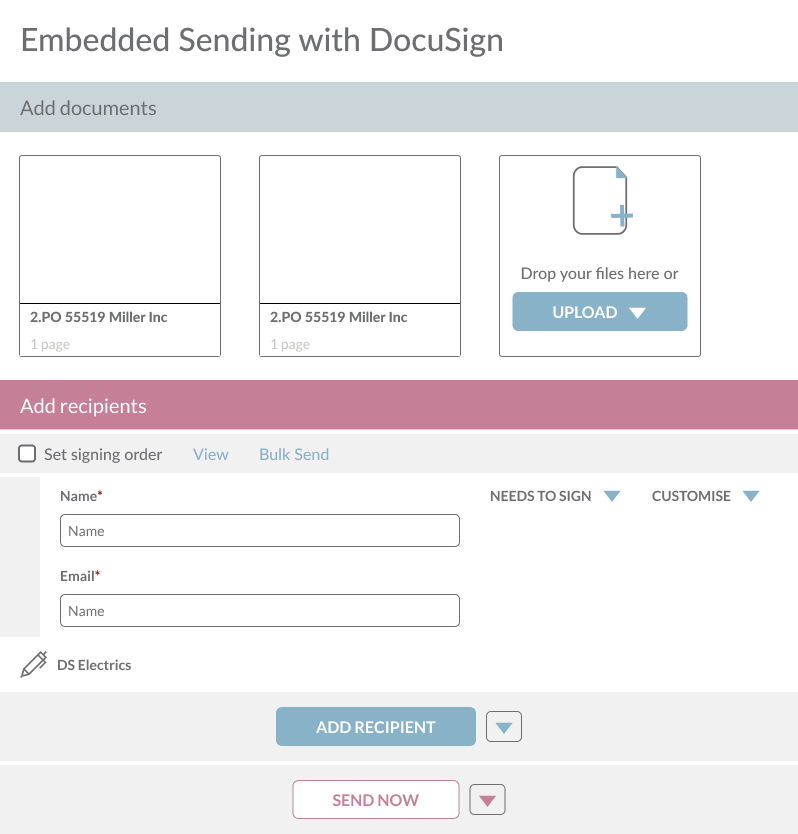 Embedded Sending with DocuSign