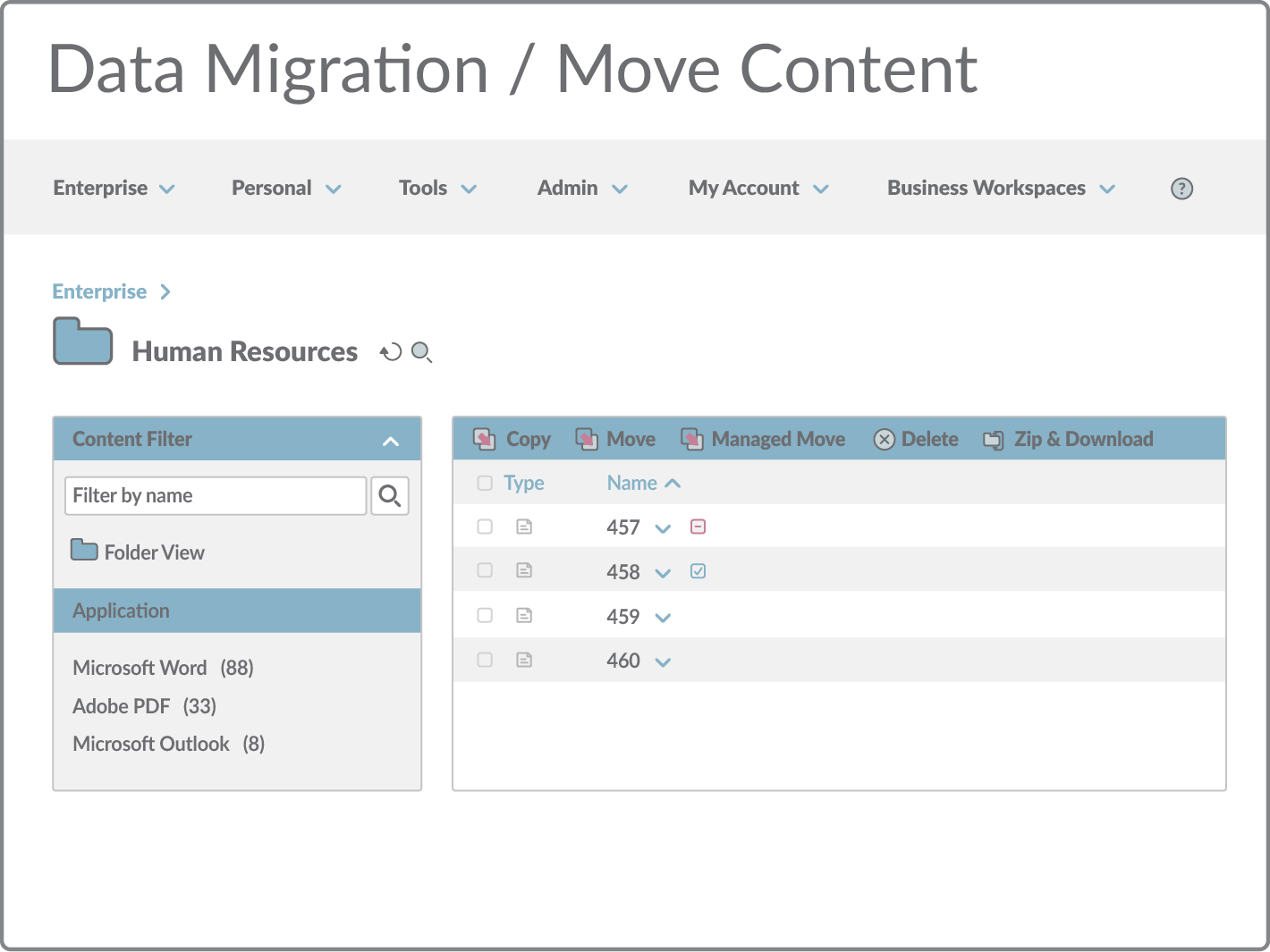 Data migration / move content