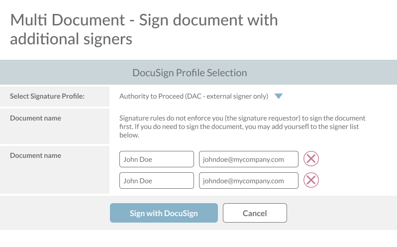 Multi Document - Sign document with additional signers