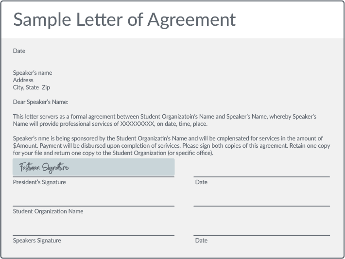 Sample letter of agreement